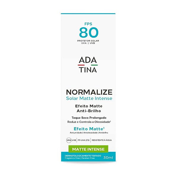 Protetor Solar Facial Ada Tina Antioleosidade Normalize Solar Matte Intense FPS 80 30ml