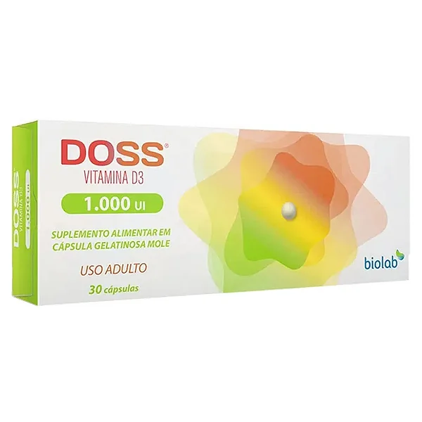 Suplemento Alimentar Doss Vitamina D3 1000UI 30 Cápsulas Moles