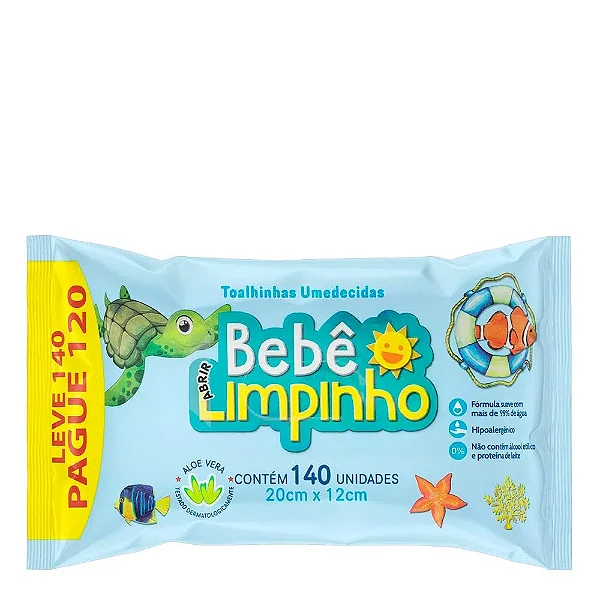 Toalhas Umedecidas Bebê Limpinho Pacote Com 140 Unidades