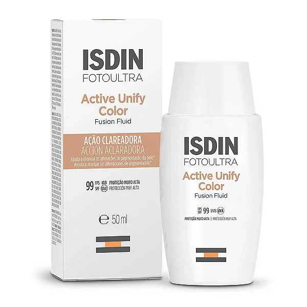 Protetor Facial Clareador Isdin FotoUltra Active Unify Fusion Fluid Color FPS 99 50ml