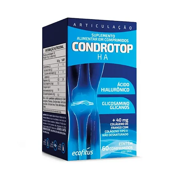 Suplemento Alimentar Ecofitus Condrotop HA 60 Cápsulas