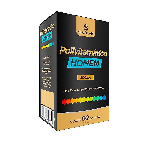 Suplemento Alimentar Gold Lab Polivitamínico Homem 500mg 60 Cápsulas