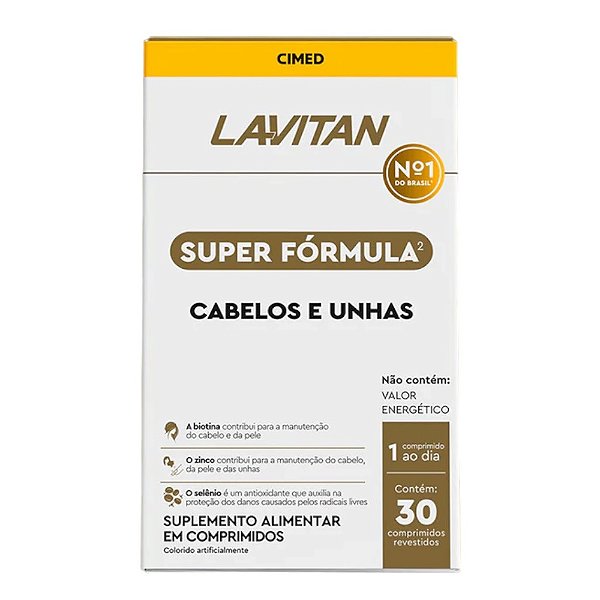 Suplemento Alimentar Lavitan Super Fórmula Cabelos e Unhas 30 Comprimidos Revestidos
