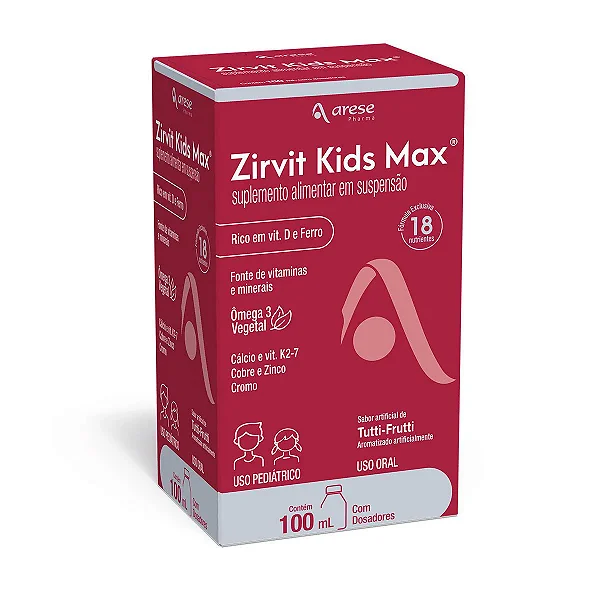 Suplemento Alimentar Líquido Arese Pharma Zirvit Kids Max Sabor Tutti-Frutti 100ml