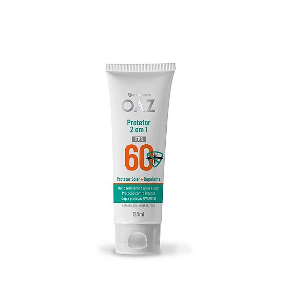 Protetor Solar OAZ 2 Em 1 Protetor + Repelente FPS 60 120ml
