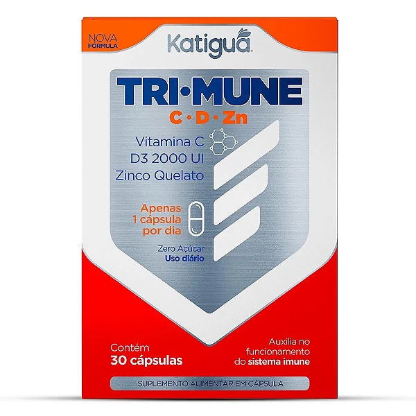 Suplemento Alimentar Katiguá Tri-Mune C-D-Zn 30 Cápsulas