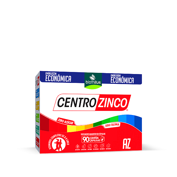 Suplemento Alimentar Biofhitus Centrozinco AZ Embalagem Econômica 90 Cápsulas