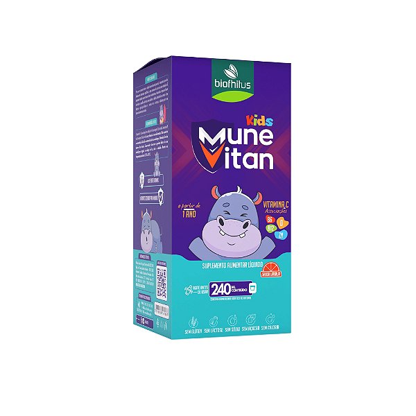 Suplemento Alimentar Biofhitus Munevitan Kids Vitamina C Sabor Laranja  240ml