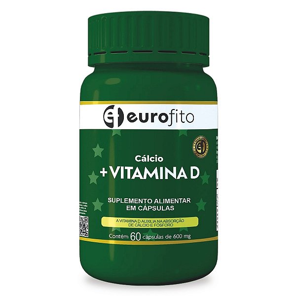 Suplemento Alimentar Cálcio + Vitamína D Eurofito 60 Cápsulas