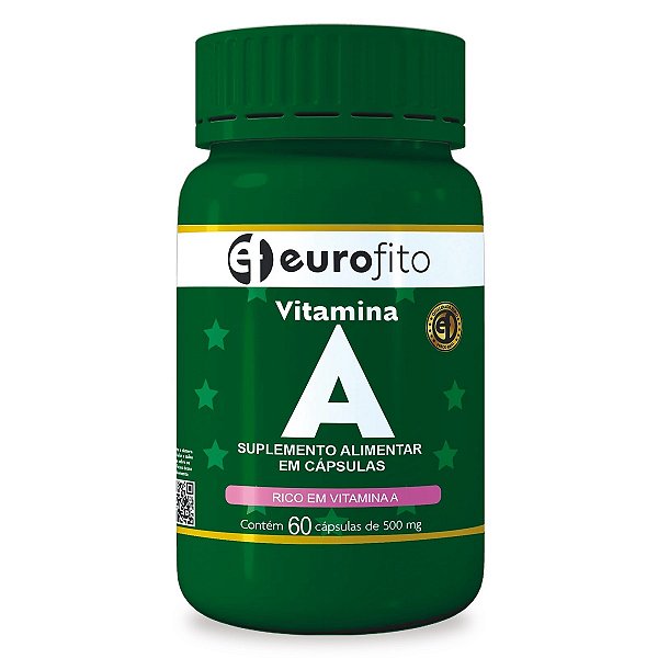 Suplimento Alimentar EuroFito Vitamina A 60 Cápsulas De 500mg