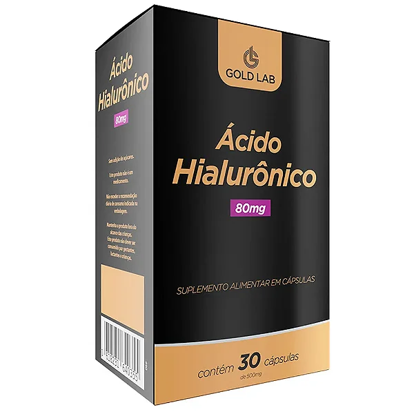 Suplemento Alimentar Gold Lab Ácido Hialurônico 80mg 30 Cápsulas