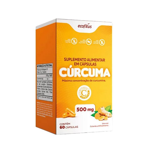 Suplemento Alimentar Cúrcuma De 500mg Ecofitus 60 Cápsulas