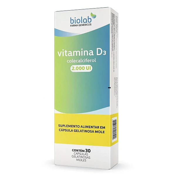 Suplemento Alimentar Biolab Vitamina D3 Colecalciferol 2.000UI 30 Cápsulas Moles