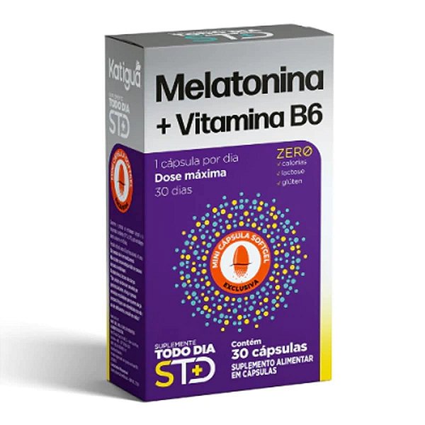 Suplemento Alimentar Katigua Melatonina + Vitamina B6 30 Cápsulas