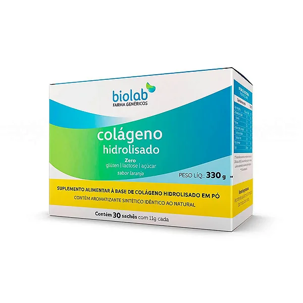 Suplemento Alimentar Em Pó Biolab Colágeno Hidrolisado Peptan Sabor Laranja 30 Sachês