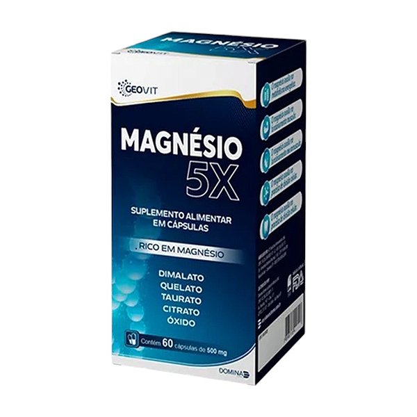 Suplemento Alimentar Magnésio 5x 60 Cápsulas De 500mg