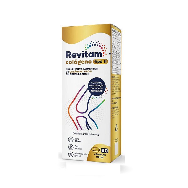 Suplemento Alimentar Revitam Colágeno Tipo II 60 Cápsulas Moles
