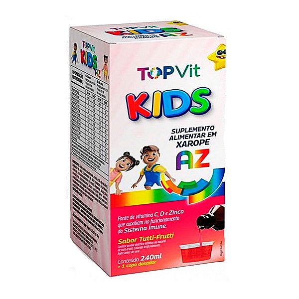 Suplemento Alimentar Líquido Topvit Kids AZ Sabor Tutti-Frutti 240ml