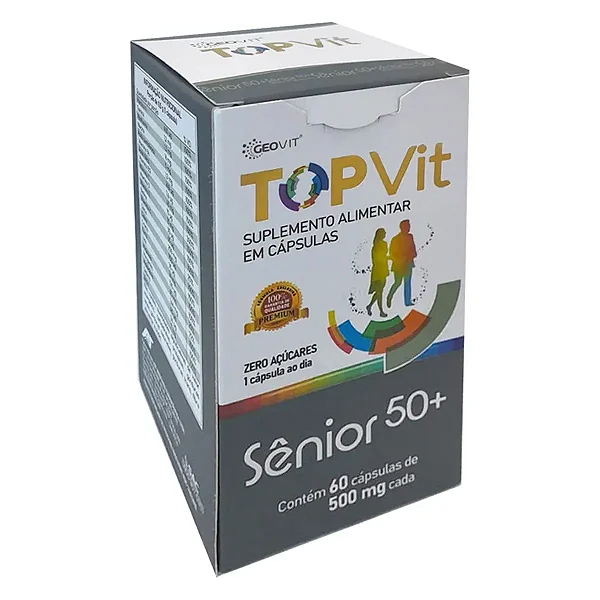 Suplemento Alimentar Top Vit Sênior 50+ Com 60 Cápsulas De 500mg