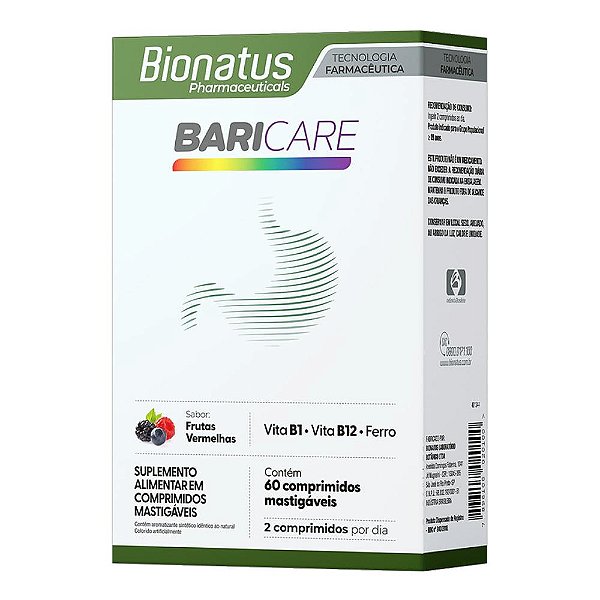 Suplemento Alimentar Bionatus Baricare Sabor Frutas Vermelhas 60 Comprimidos Mastigáveis