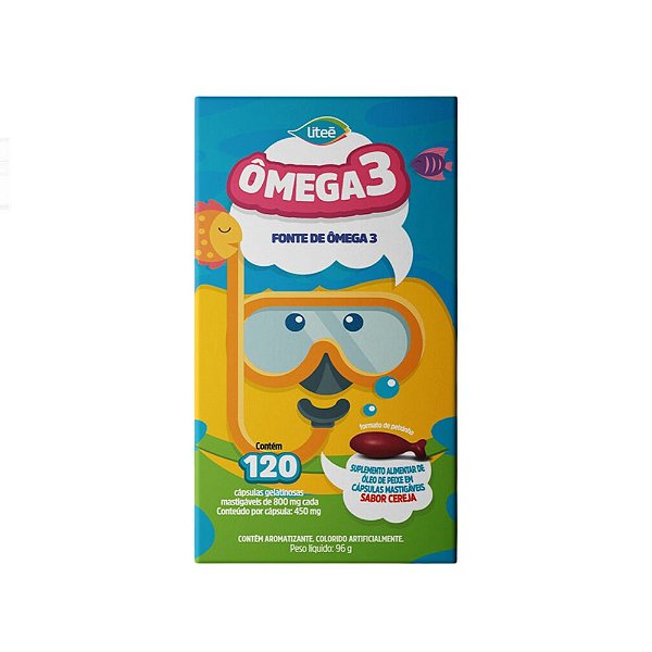 Suplemento Alimentar Ômega 3 Kids Sabor Cereja Liteé 120 Cápsulas
