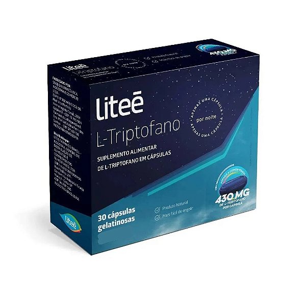 Suplemento Alimentar L-Tripofano 430mg Liteé 30 Cápsulas