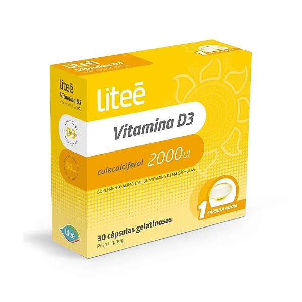Suplemento Alimentar Vitamina D3 2000UI Liteé 30 Cápsulas