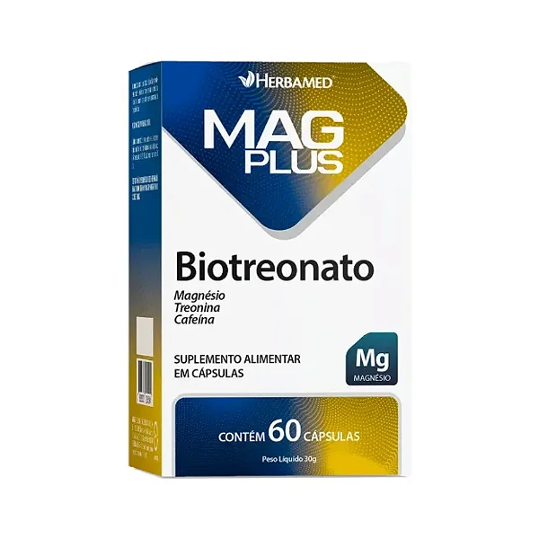Suplemento Alimentar Mag Plus Biotreonato Herbamed 60 Cápsulas