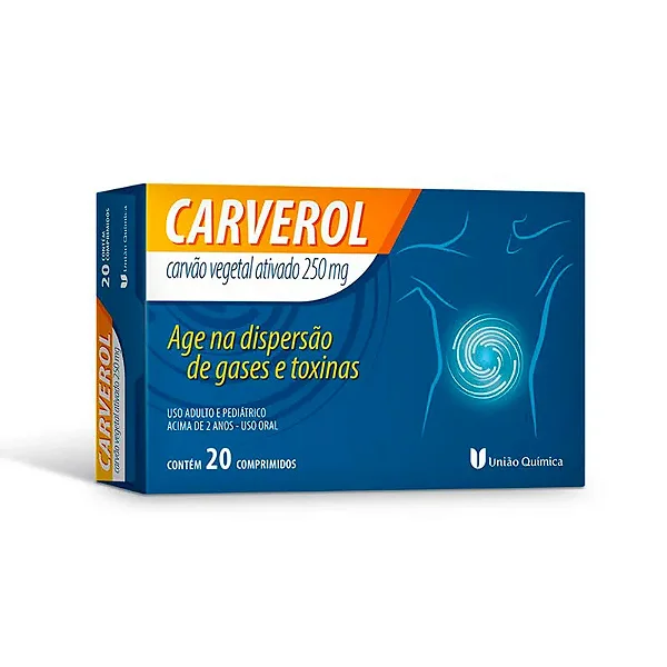 Carverol Carvão Vegetal Ativado 250mg 20 Comprimidos