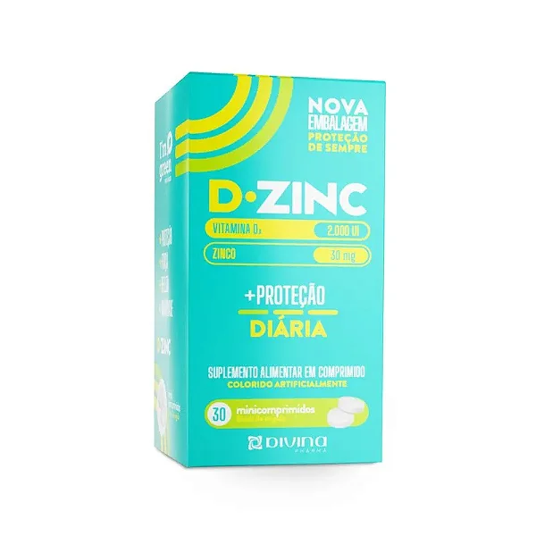 Suplemento Alimentar D-Zinc Vitamina D 2.000UI + Zinco 30mg 30 Comprimidos