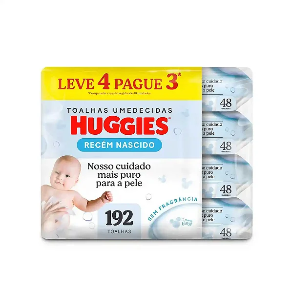 Promopack Huggies Toalhas Umidecidas Recém-Nascido 4 Unidades Com 48 Toalhas Cada