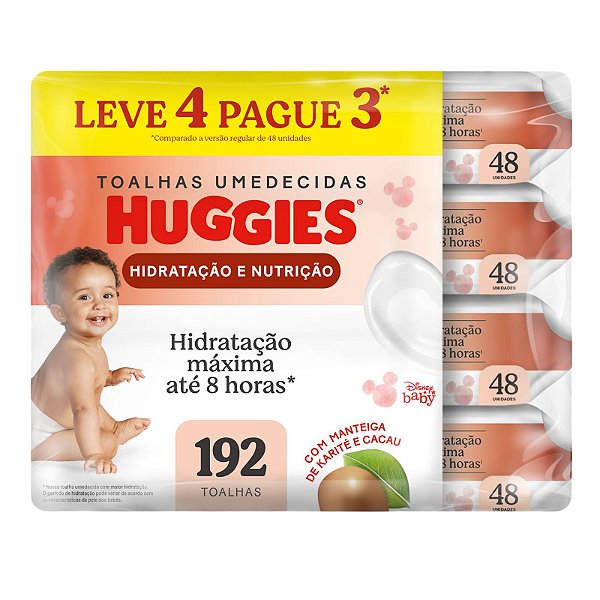 Promopack Huggies Toalhas Umidecidas Hidratação E Nutrição 4 Unidades Com 48 Toalhas Cada