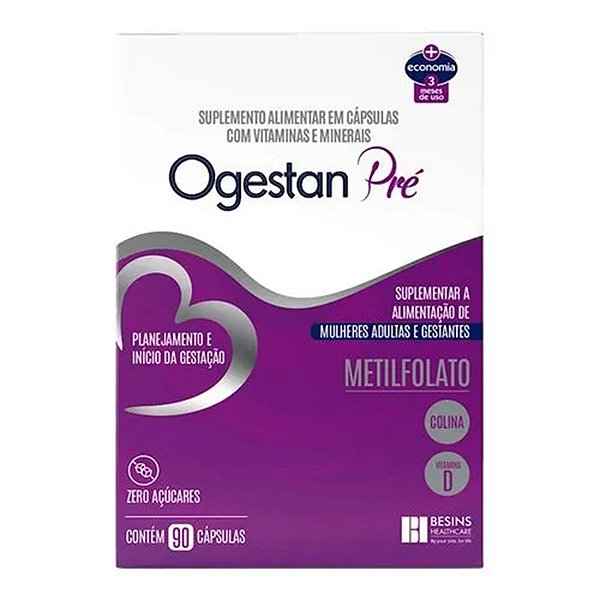 Suplemento Alimentar Ogestan Pré 90 Cápsulas De 1,2g Cada
