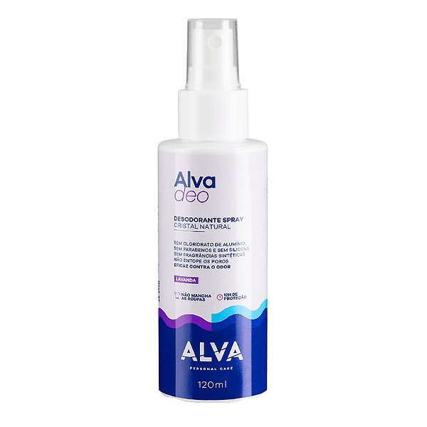 Desodorante Spray Lavanda Cristal Natural Alva 120ml