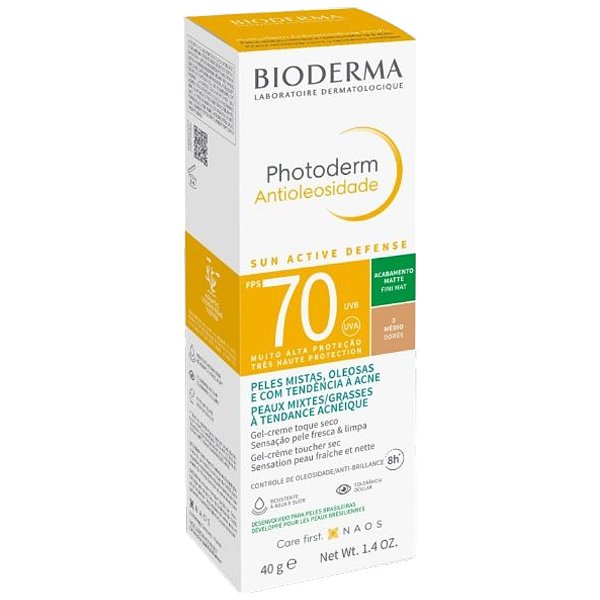 Protetor Solar Facial Bioderma Photoderm Antioleosidade FPS70 Médio 40g
