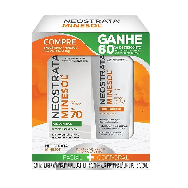 Kit NeoStrata Minesol Protetor Solar Facial Oil Control FPS 70 40g + Corporal FPS 70 120ml
