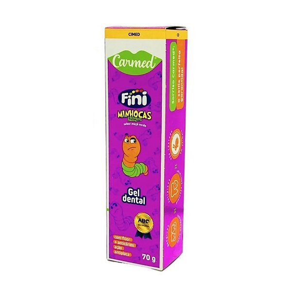 Gel Dental Carmed Fini Minhocas Azedinhas Sabor Maçã Verde 70g