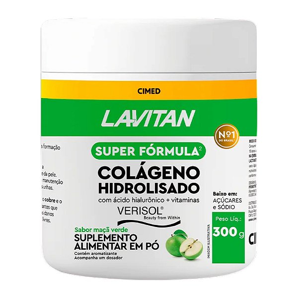 Suplemento Alimentar Lavitan Super Fórmula Colágeno Hidrolisado Sabor Maçã Verde 300g
