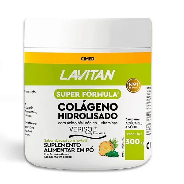 Suplemento Alimentar Lavitan Super Fórmula Colágeno Hidrolisado Sabor Abacaxi Com Hortelã 300g