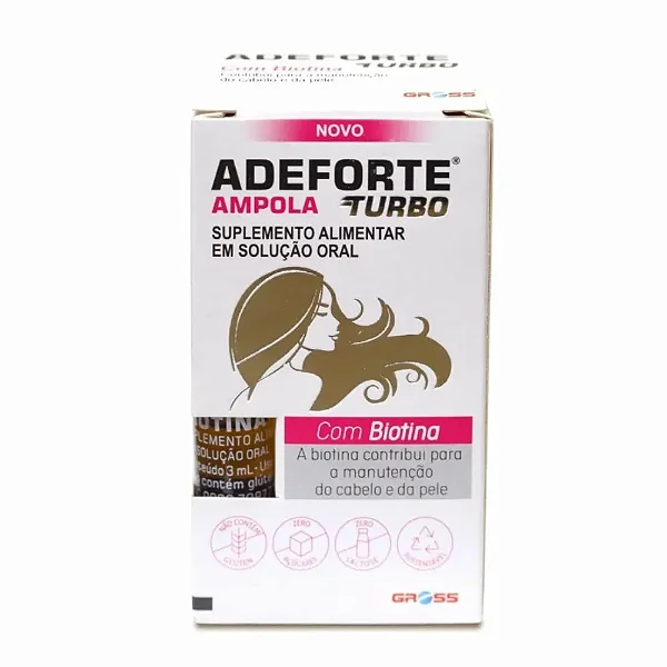 Suplemento Alimentar Adeforte Turbo + Biotina 2 Ampolas Com 3ml Cada