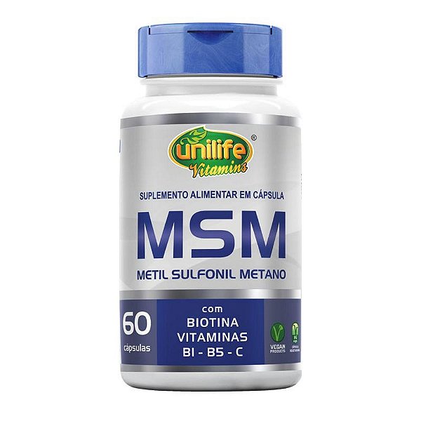 Suplemento Alimentar MSM Metil Sulfonil Metano 60 Cápsulas