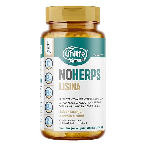 Suplemento Alimentar Noherps Lisina Unilife 90 Comprimidos
