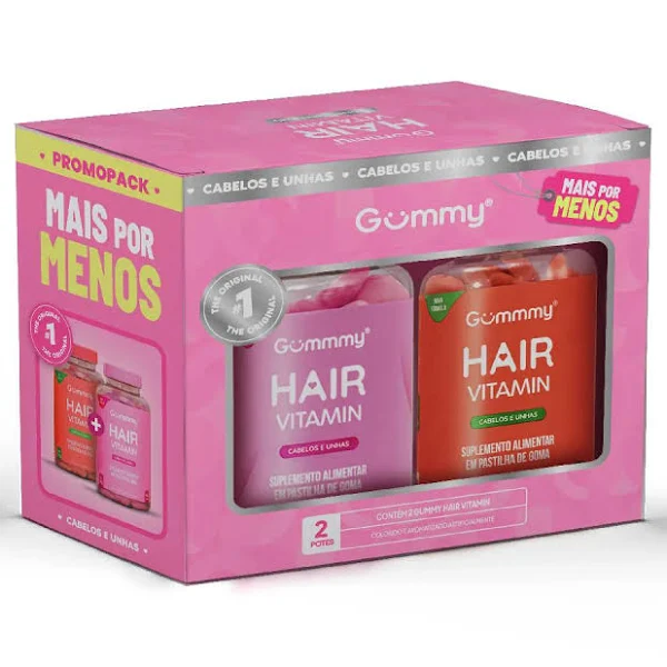 Combo Gummy Hair Vitamin Melancia+Tutti-Frutti Com 2 Potes