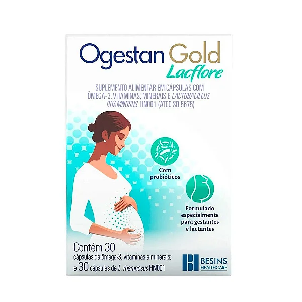 Suplemento Alimentar Ogestan Gold Lacflore 30 Cápsulas