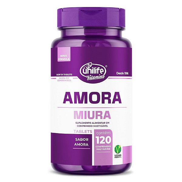 Suplemento Alimentar Amora Miura Unilife Sabor Amora 120 Comprimidos Mastigáveis