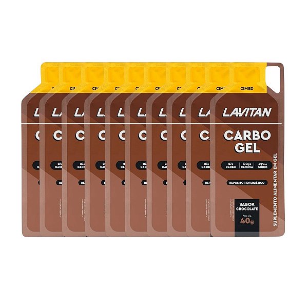 Suplemento Alimentar Lavitan Carbo Gel Sabor Chocolate Cimed Caixa com 10 Sachês