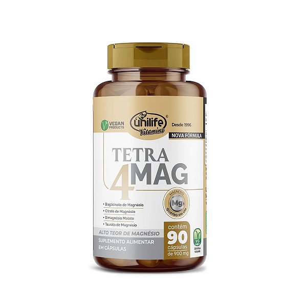 Suplemento Alimentar Tetra 4 Mag Magnésio Unilife 90 Cápsulas