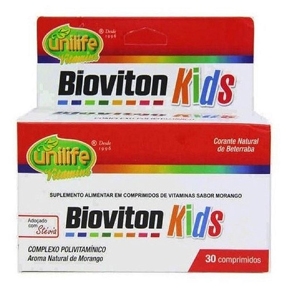 Suplemento Polivitamínico Bioviton Kids Sabor Morango Unilife 30 Comprimidos