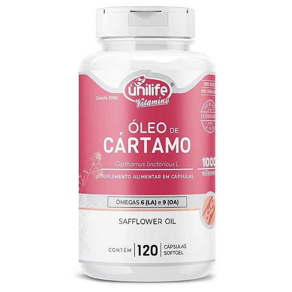 Suplemento Alimentar Óleo de Cártamo Unilife 1000mg Ômega 6 LA e 9 OA 120 Cápsulas Softgel