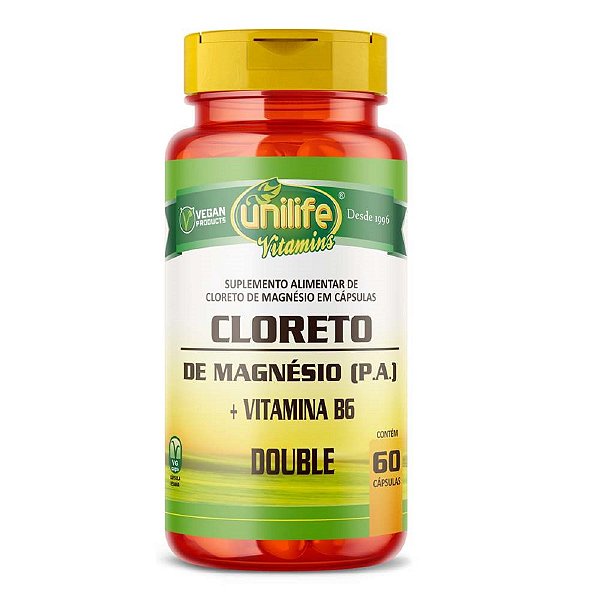 Cloreto de Magnesio PA + Vitamina B6 Unilife 60 Cápsulas